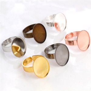 13x18mm 10pcs/Lot 6 Color Plated Brass Oval Adjustable Ring Settings Blank/Base,Fit 13x18mm Glass Cabochons