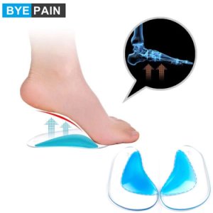 1Pair BYEPAIN Massage Arch Support Insoles - PU Gel Orthopedic Orthotic Insoles Correct Flat Feet Relieves Pain&Reduces Pressure