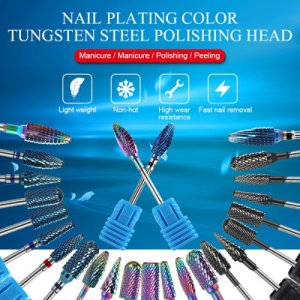 1pc Plating Color Nail Drill Bits Tungsten Steel Grinding Head Nail File Nail Drill Pedicure Manicure Tool Milling Cutter
