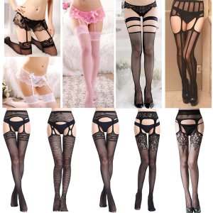 1Pcs Erotic Sexy Lace Suspenders Stockings Women Lingerie Temptation Floral Lace Stockings Floral Bowknot Thigh High Pantyhose