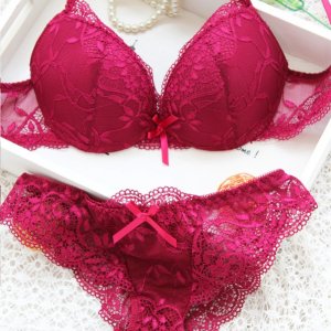 2 Pcs/SetWomen Lady Cute Sexy Underwear Satin Lace Embroidery Bra Sets With Panties 5 Colour For Choice