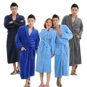 2018 Autumn Winter Solid Couple Bathrobe Thicken Warm Flannel Bath Robes Plush Sleepwear Women Men Female Robe Nightgown M-2XL
