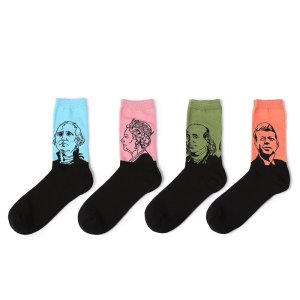 2018 New Men Women Cotton Socks Oil Paiting Socks Celebrity Avatar Art Funny Socks For Couples