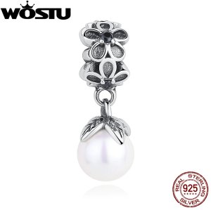 2019 New Arrival 925 Sterling Silver Pearl Charm Fit Original Beads Bracelet Pendant Authentic Fashion Brand Jewelry XCHS089