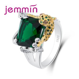 2019 New Style Dark Green Crystal 925 Sterling Silver Grog Personality Ring Women Female Jewelry Bridal Birthday Gift