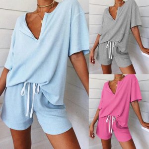 2020 Fashion Pajamas Sets Women Short Sleeve Tops + Shorts Set Nightwear Pyjamas Women Summer Sleepwear 2pcs/set Hot Sale