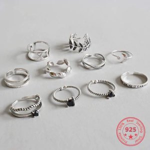 2020 Hot Sale 925 Sterling Silver Personality Mix Fashion Concise Retro Men And Women Vintage Adjustable Silver Ring