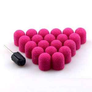 20PCS 13*19 Nail Sanding Caps With Rubber Block Nail Gel Remover Cutter Drill Bits Pedicure Cuticle Tools Drill Accessories