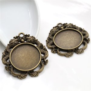 2pcs 30mm Inner Size Antique Bronze Classic Style Cabochon Base Setting Charms Pendant (B6-21)