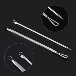 2pcs New Useful Bend Curved Facial Extractor Blackhead Acne Blemish Remover Tweezers Needle Face Care