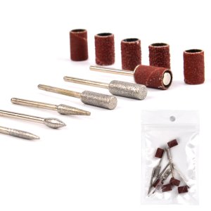 3/32 Professional 6Pcs Nail Drill Bits + 6 Pcs Nail Sanding Bands Accessories 2.35mm File Nail Art Machine Tools