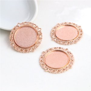 4pcs 20mm Inner Size Rose Gold Color Plated Classic Style Cabochon Base Setting Charms Pendant (D3-62)