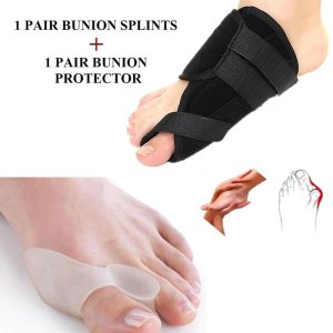4Pcs Hallux Valgus Orthopedic Set Soft Bunion Splint Correction Corrector + Gel Silicone Bunion Corrector Big Toe Separators