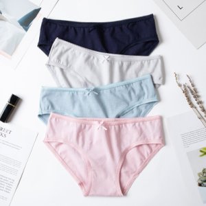 4pcs/lot Solid color panties for women cotton underwear simple ladies underpants female sexy lingerie gril briefs women's panty