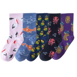 5 Pairs Women Socks Cotton Cool Fruit Fish Socks Cute Female Lover Socks 36-43EUR