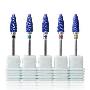 5 Type Blue Tungsten Carbide Burrs Nano Coating Nail Art Drill Bit Metal Bits For Manicure Tools Accessories Nail Mills