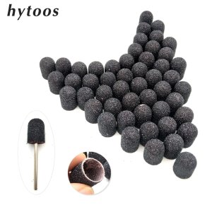 50Pcs 10*15mm Black Textile Sanding Caps With Grip Pedicure Care Polishing Sand Block Drill Accessories Foot Cuticle Tool