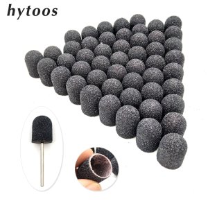 50Pcs 13*19mm Black Textile Sanding Caps With Grip Pedicure Care Polishing Sand Block Nail Drill Accessories Foot Cuticle Tool