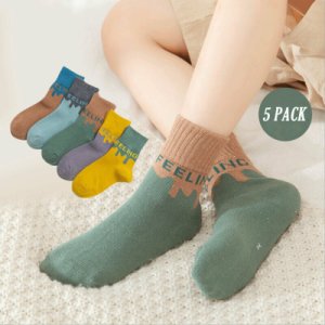 7 Colors Kids Boys Girls Cartoon Cotton Socks Soft Warm Sport Ankle Trainer Childrens Socks 5 Pairs/Pack