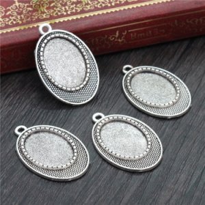 8pcs 13x18mm Inner Size Antique Silver Plated Classic Style Cameo Cabochon Base Setting Pendant necklace findings  (D2-74)