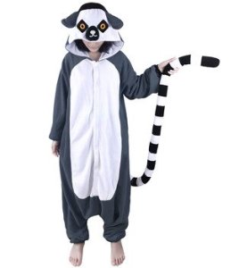 Adults Animal Pajamas Onesies Fleece Sleep Lounge Sleepwear Cute Lemur Jumpsuit Monkey Cartoon Pyjama Set