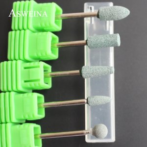 ASWEINA 1pcs Green Color Ceramic Stone Nail Drill Bit Electric Manicure Machine Accessories Cutter Nail Files Nail Art Tools