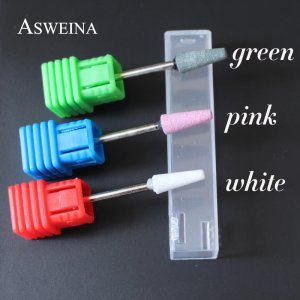 ASWEINA 3/32 Ceramic Stone Burr Nail Drill Bit Cutter 3 Size Choice For Professional Manicure Electric Drills Nail Accessory