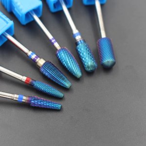 ASWEINA Blue Tungsten Carbide Burrs Nano Coating Nail Drill Bits Cuticle Clean Drill Manicure Electric Nail Drill Accessories