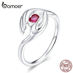 Bamoer Guardian Hand Finger Rings for Women Genuine 925 Sterling Silver Jewelry Heart CZ Bijoux Original Design 2020 BSR119