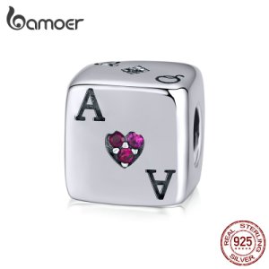 bamoer Magic Forest Adventure Collection Sterling Silver 925 Cube Dice Metal Beads for Women Charms Bracelet Bangle SCC1440