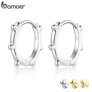 bamoer Simple Minimalist Ear Hoops  925 Sterling Silver Allergy Free Women Hoop Earrings Fashion Jewelry Mode Bijoux 12MM SCE804