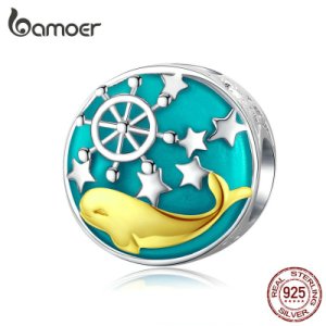 bamoer Underwater World Series Gold Whale Charm for Women Silver Bracelet 925 Sterling Silver Original Design Jewelry SCC1296