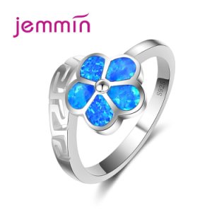 Beatiful Flower Blue Fire Opal Rings Fashion 925 Sterling Silver Jewelry Ring for Women & Man Wholesale Jewelry