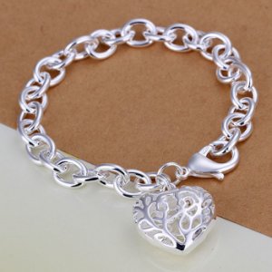 Christmas gift 2016 New 925 jewelry silver plated Fashion Jewelry Stereo Heart bracelets&bangle,Wholesale jewelry SMTH269