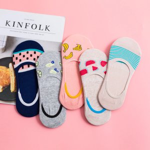 Colorful Fruit Invisible Short Woman Sweat Summer Comfortable Cotton Girl Women's Boat Socks Ankle Low Female 1pair=2pcs