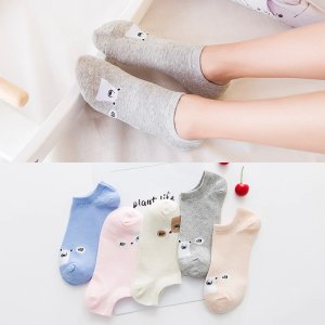 Cotton animal pattern comfortable girl women's boat socks ankle low female invisible color girl boy hosiery 1pair=2pcs WS100