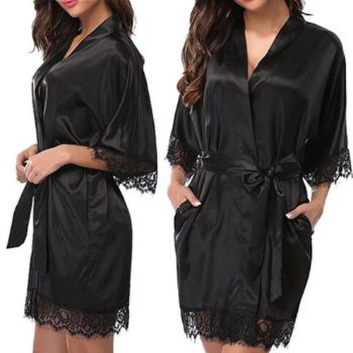 Deep V Neck Women Satin Nightgown Sexy Lace Sleepwear Strap Spaghetti Ladies Silk Nightwear Sleep Wear Night Gown Lingerie Dress