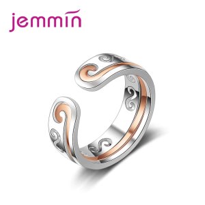 Dinner Appointment Jewelry Rose Gold Silver 2PCS Rings Combination 925 Sterling Silver Top Quality Best Anniversary Gift