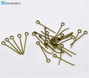 Doreen Box Lovely 700PCs Ancient Bronze Eye Pins 20x0.7mm(21 gauge) (B01740)