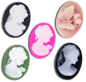 Doreen Box Lovely Mixed Resin Lady &Butterfly Charm Oval Cameo Embellishment Findings 18x13mm, Sold per pack of 50(B08838)