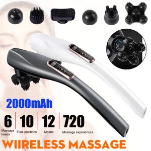 Electric Massager With 6 Heads Back Neck Shoulder Massage Hammer Vibration Stick Roller Cervical Body Relaxation Pain Relief