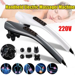 Electric Massager With 6 Heads Neck Shoulder Back Massage Hammer Vibration Stick Roller Cervical Body Relaxation Pain Relief