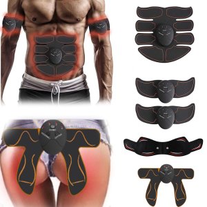 EMS Muscle Stimulator Trainer Smart Fitness Abdominal Training Stimulator Body Shaping Slimming Belt Unisex Stickers Massager