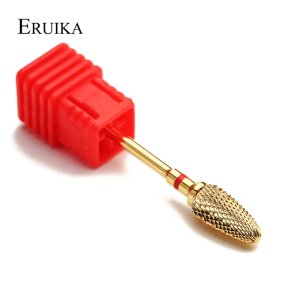 ERUIKA 1pc Gold Carbide Nail Salon Drills Bits Electric Manicure Machine Milling Cutter Rotary Burr Nail Clean Accessory