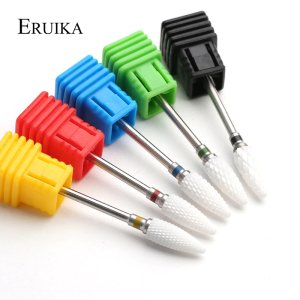 ERUIKA 3pc/lot Ceramic Bullet Nail Art Drill Bit Milling Cutter for Electric Drill Manicure Machine Accessories Nail Files Tools