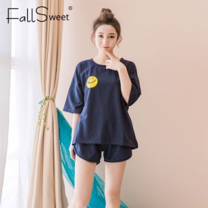 FallSweet Pajamas Set for Women Cute Striped Sleepwear Short Sleeve Girl Night Suit XXL Homewear Female Pyjamas