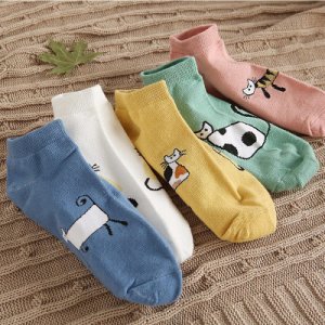 Fashion Cute Popsocket Cute Sweet Cartoon For Girl Children Boat Socks Cotton Thin Breathable Casual Cotton Short Socks Women