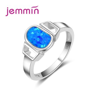 Fashion Jewelry Ring 925 Sterling Silver Blue Fire Opal Rings Fine Jewelry For Women Wholesale