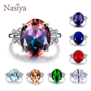 Fashion Multicolor Gemstone Wedding Rings High Quality Spine Ring For Sale Women's Silver 925 Jewelry Ring Size 5-10 7 Colors
