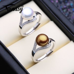 FENASY Natural Freshwater Pearl rings New Fashion 925 Sterling Silver Party Rings For Women Party And Daily Ring